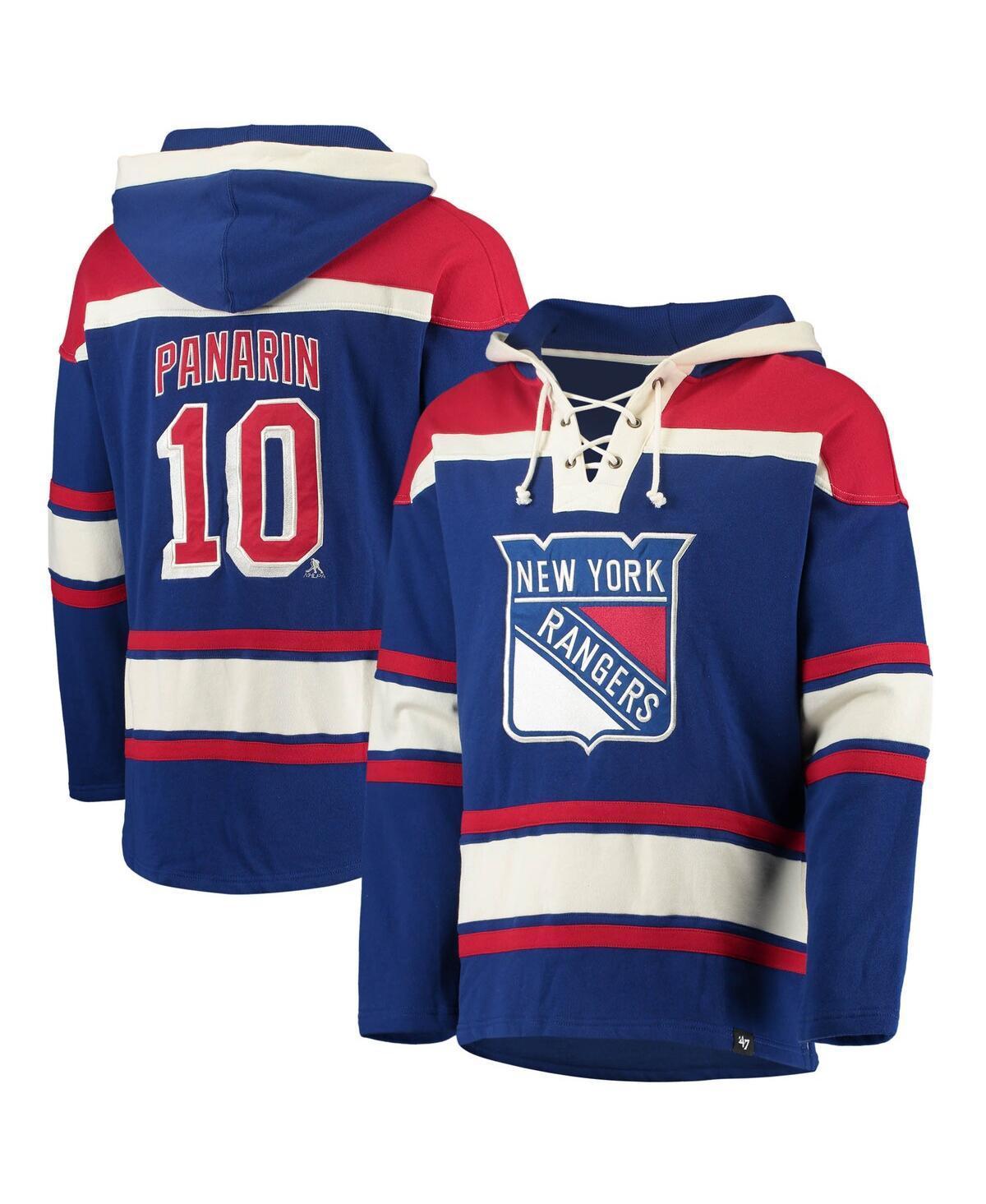Mens 47 Artemi Panarin Blue New York Rangers Player Name & Number Lacer Pullover Hoodie Product Image