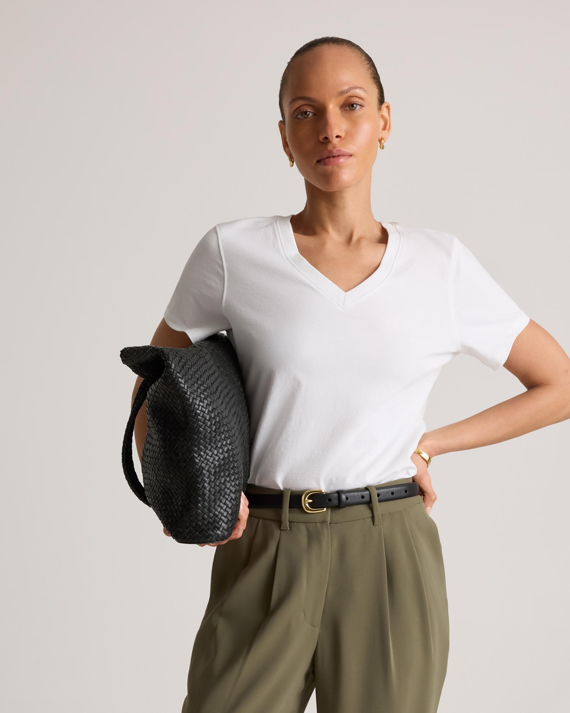 Quince | Women's Boxy V-Neck T-Shirt Size XL, Organic Cotton Product Image