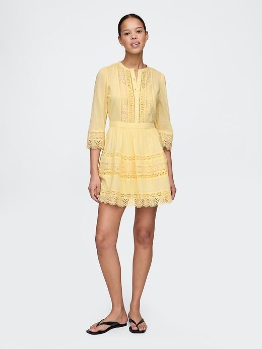 Lace-Trim Mini Dress Product Image