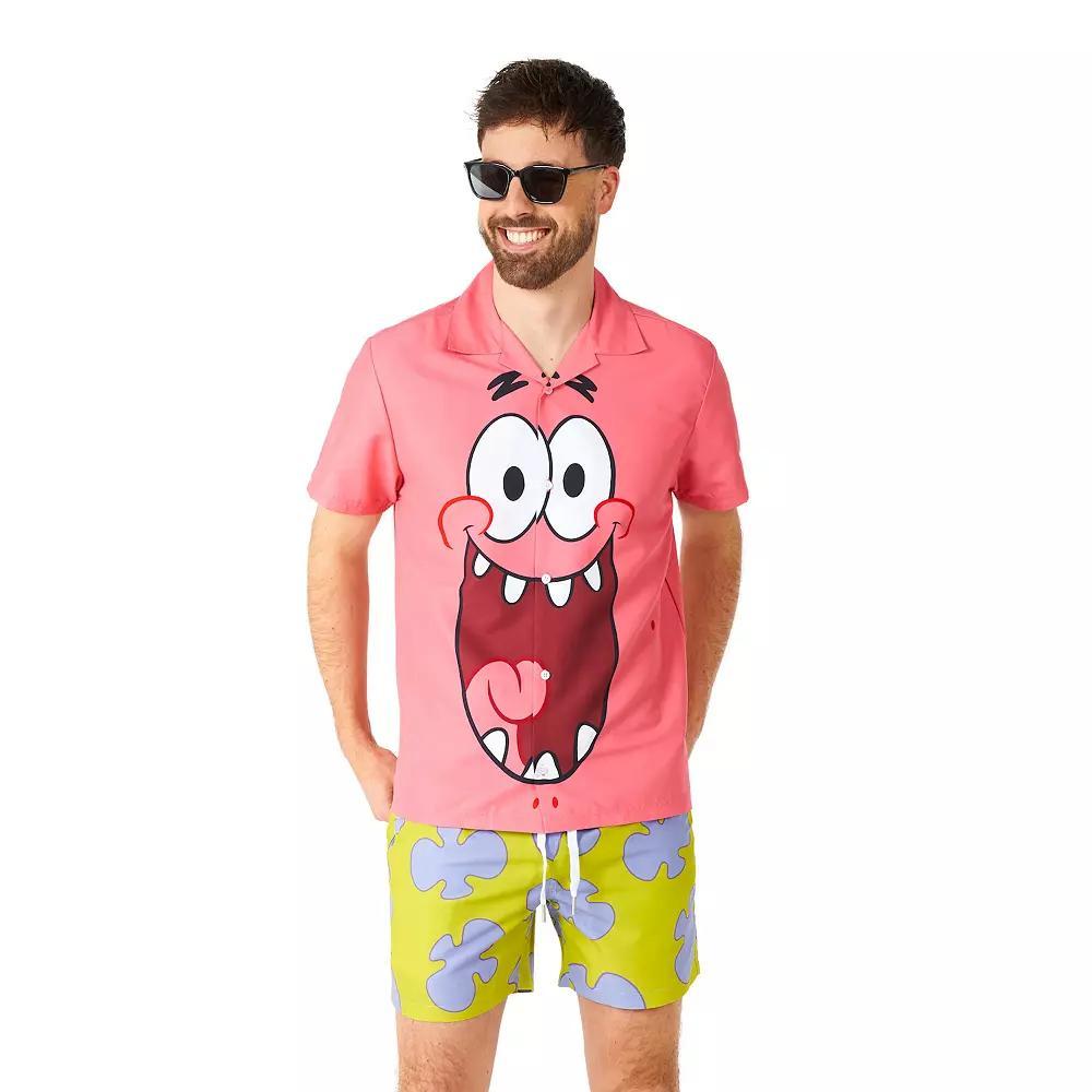 Mens Suitmeister SpongeBob SquarePants Patrick Slim Fit Short Sleeve Button Down Shirt & Shorts Set Product Image