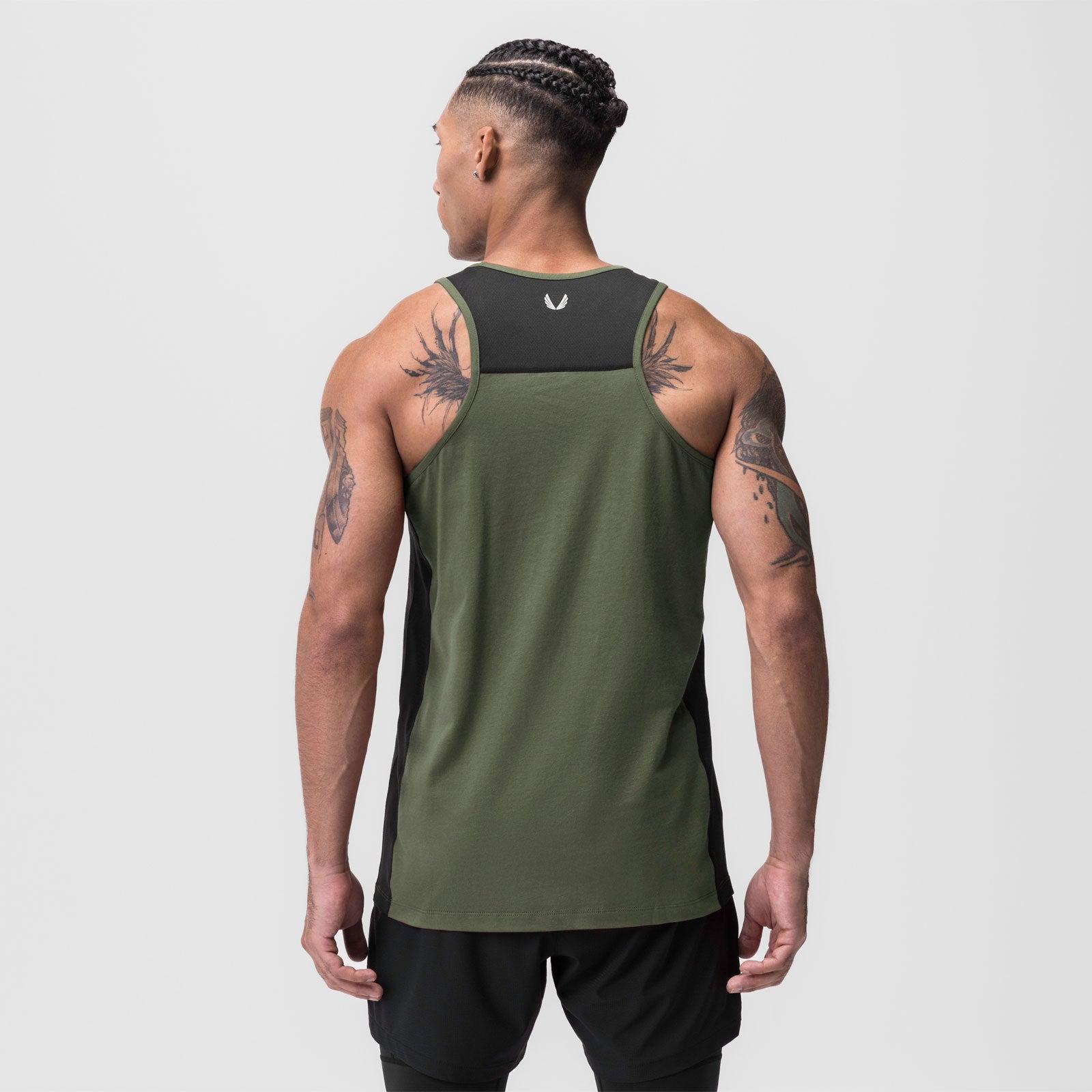 0809. Supima® Mesh Panel Training Singlet  - Space Grey Product Image