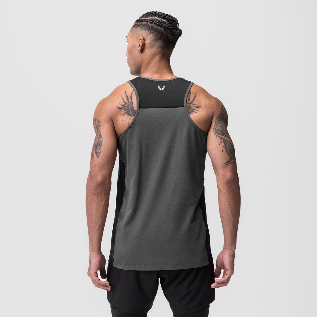 0809. Supima® Mesh Panel Training Singlet - Deep Taupe Product Image