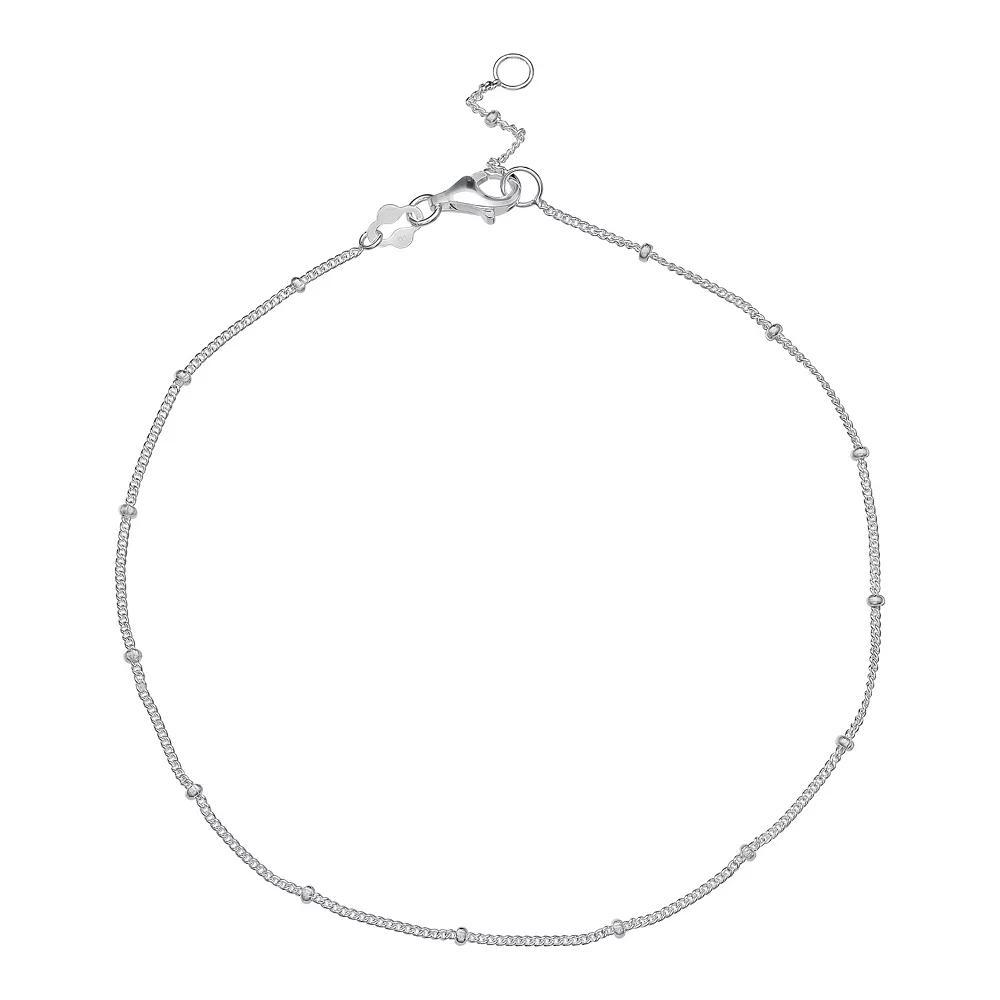 PRIMROSE Polished Sterling Silver Ball Chain Anklet, Women's, Size: 10" Product Image