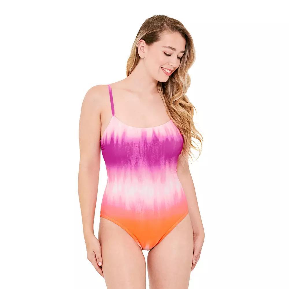 Women's Freshwater Ombre Tie Dye Lace-Up Cami One-Piece Swimsuit, Size: XS, Sunrisa Tie Dye Product Image