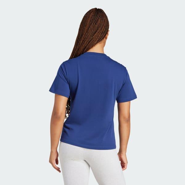 adidas Essentials Small Logo Cotton Tee Dark Blue XL Womens Product Image