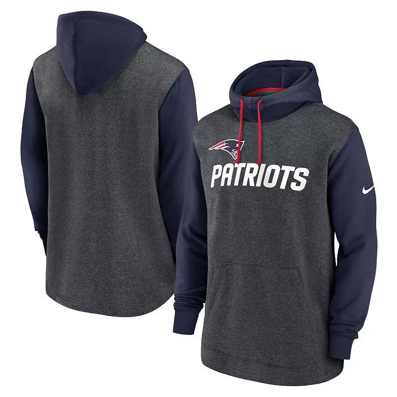 Men's Nike Heathered Charcoal/Navy New England Patriots Surrey Legacy Pullover Hoodie, Size: XL Product Image