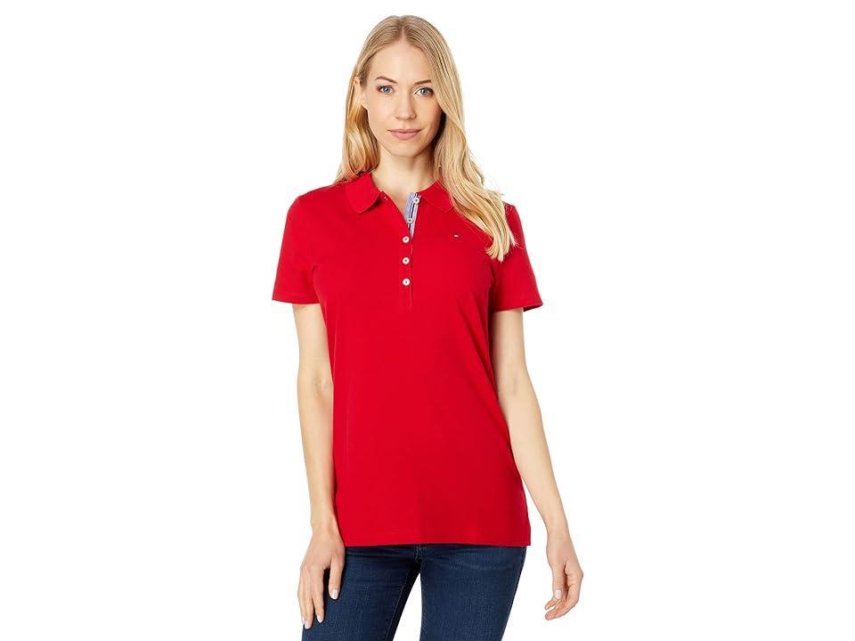 Tommy Hilfiger Solid Short Sleeve Polo Women's Clothing Product Image