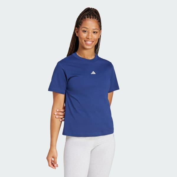 adidas Essentials Small Logo Cotton Tee Dark Blue XL Womens Product Image