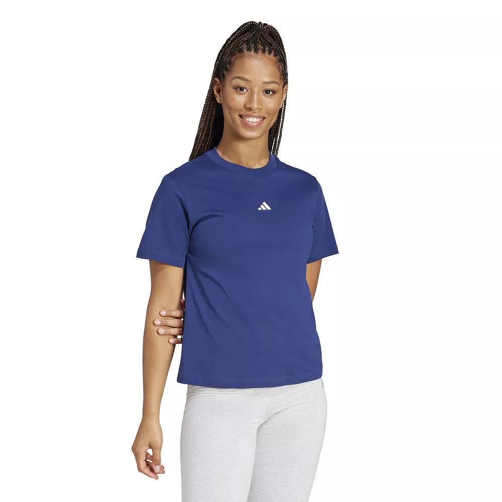 Women's adidas Essentials Small Logo Cotton T-Shirt, Size: XS, Dark Blue Product Image