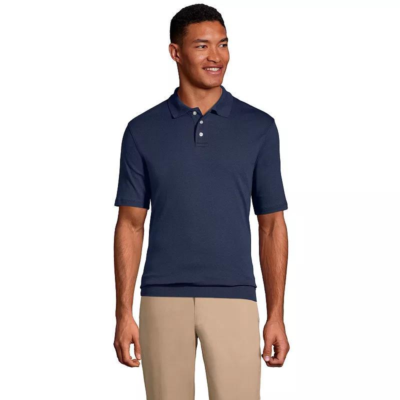 Men's Lands' End Short Sleeve Banded Bottom Polo Shirt, Size: Medium, Classic Blue Product Image