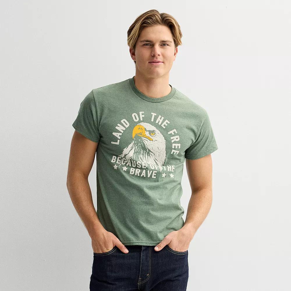 Men's Americana Free Eagle Short Sleeve Graphic Tee, Size: Small, Military Grey Product Image