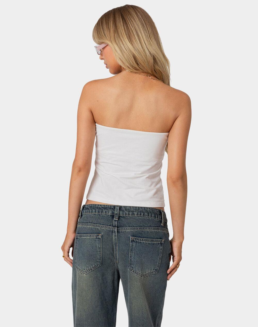 EDIKTED Lace Bow Built In Bra Tube Top - WHITE Product Image