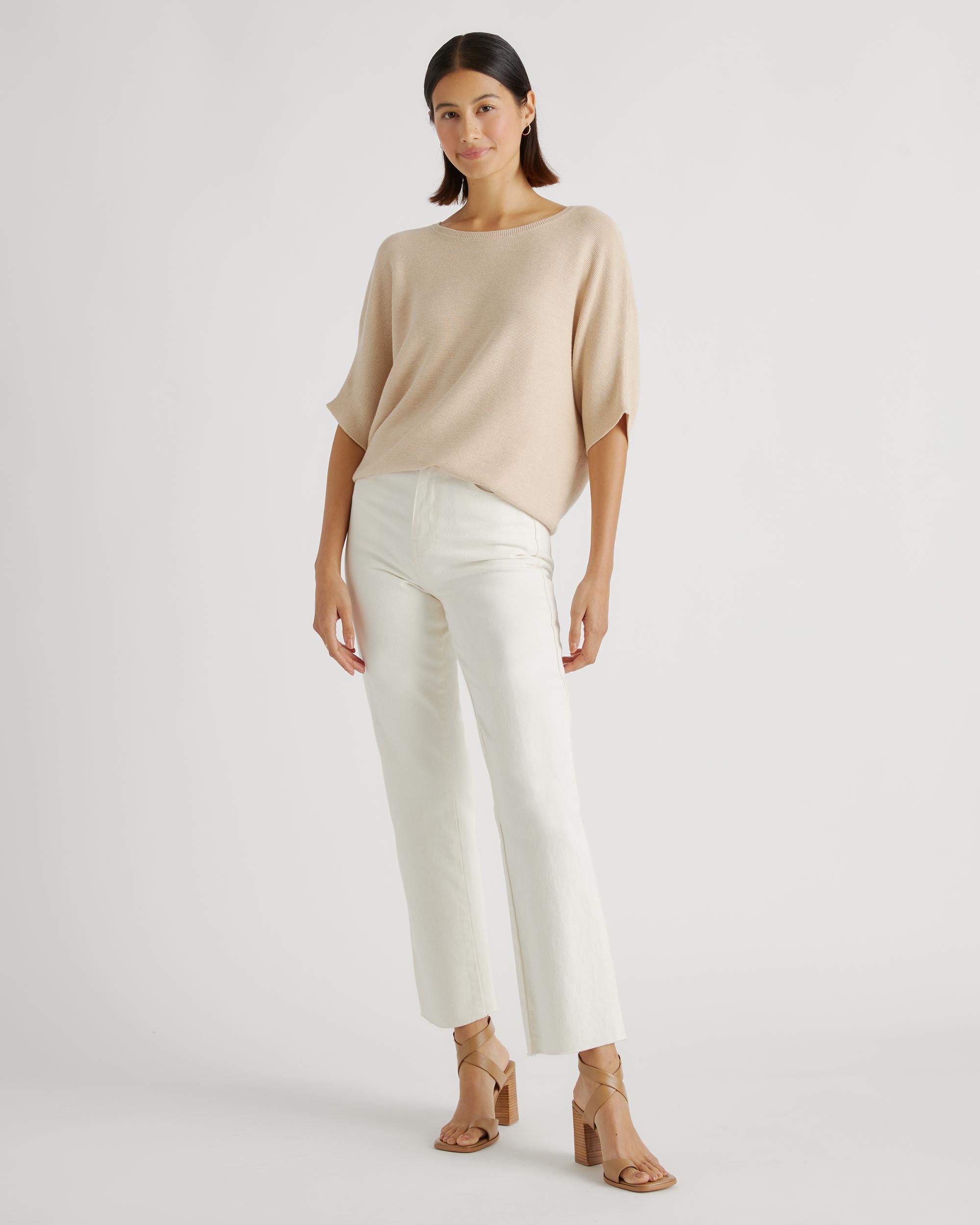 Quince | Women's Lightweight Cotton Cashmere Link-Stitch Dolman Sweater Size XS Product Image