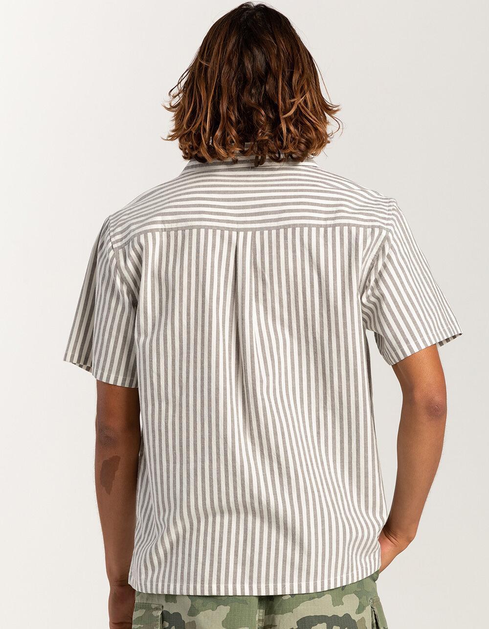 RSQ Mens Stripe Oxford Camp Shirt - GRAY Product Image