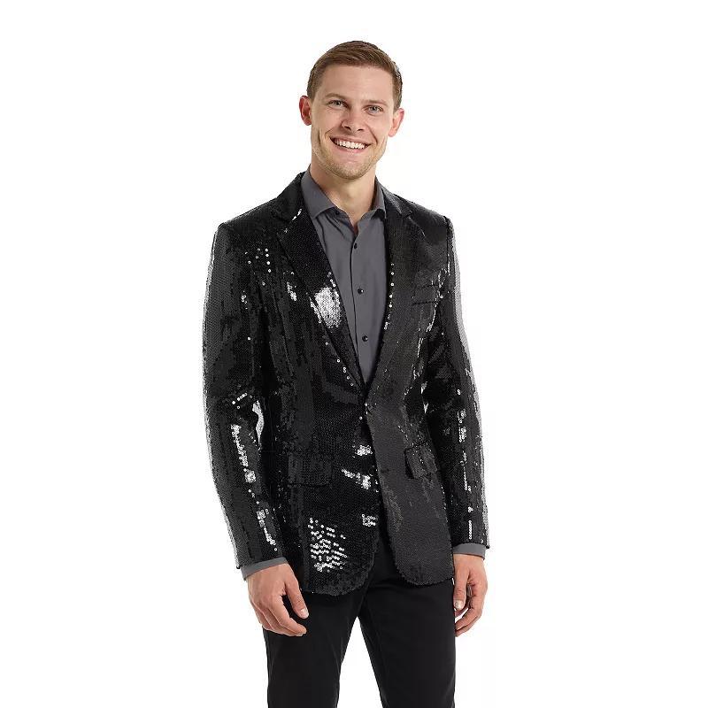 Men's Suitmeister Christmas New Years Eve Party Blazer, Size: Medium, Sequins Black Product Image