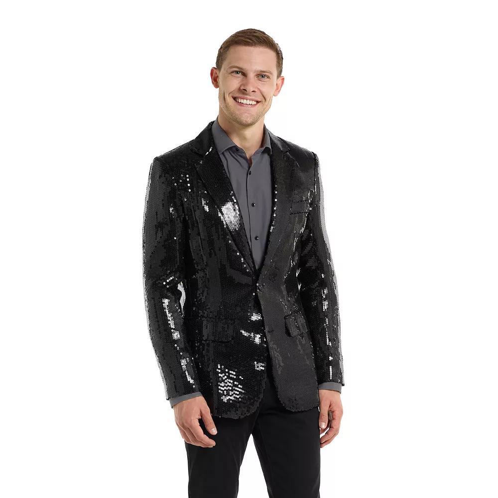 Men's Suitmeister Christmas New Years Eve Party Blazer, Size: Medium, Sequins Black Product Image