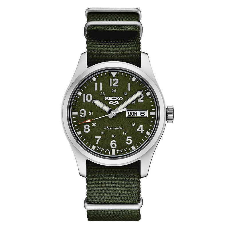 Seiko Mens 5 Sports Stainless Steel Green Dial Watch - SRPG33 Product Image
