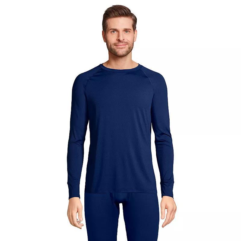 Men's Lands' End Stretch Thermaskin Long Underwear Crewneck Base Layer Top, Size: XL, Deep  Blue Product Image