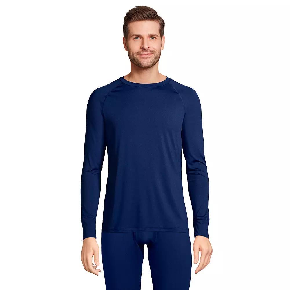 Men's Lands' End Stretch Thermaskin Long Underwear Crewneck Base Layer Top, Size: XL, Deep  Blue Product Image