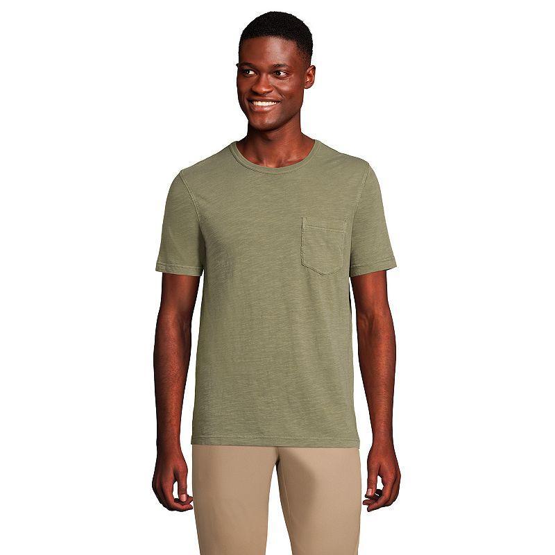 Mens Lands End Short Sleeve Pocket Tee Deep Blue Product Image