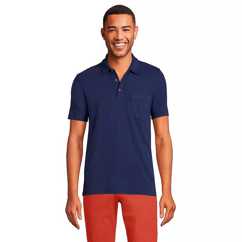 Men's Lands' End Slub Pocket Polo, Size: XXL, White Product Image