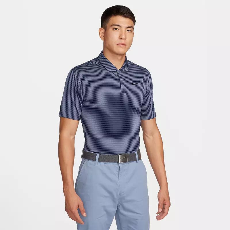 Men's Nike Striped Dri-FIT Golf Polo, Size: XL, Black Grey Product Image