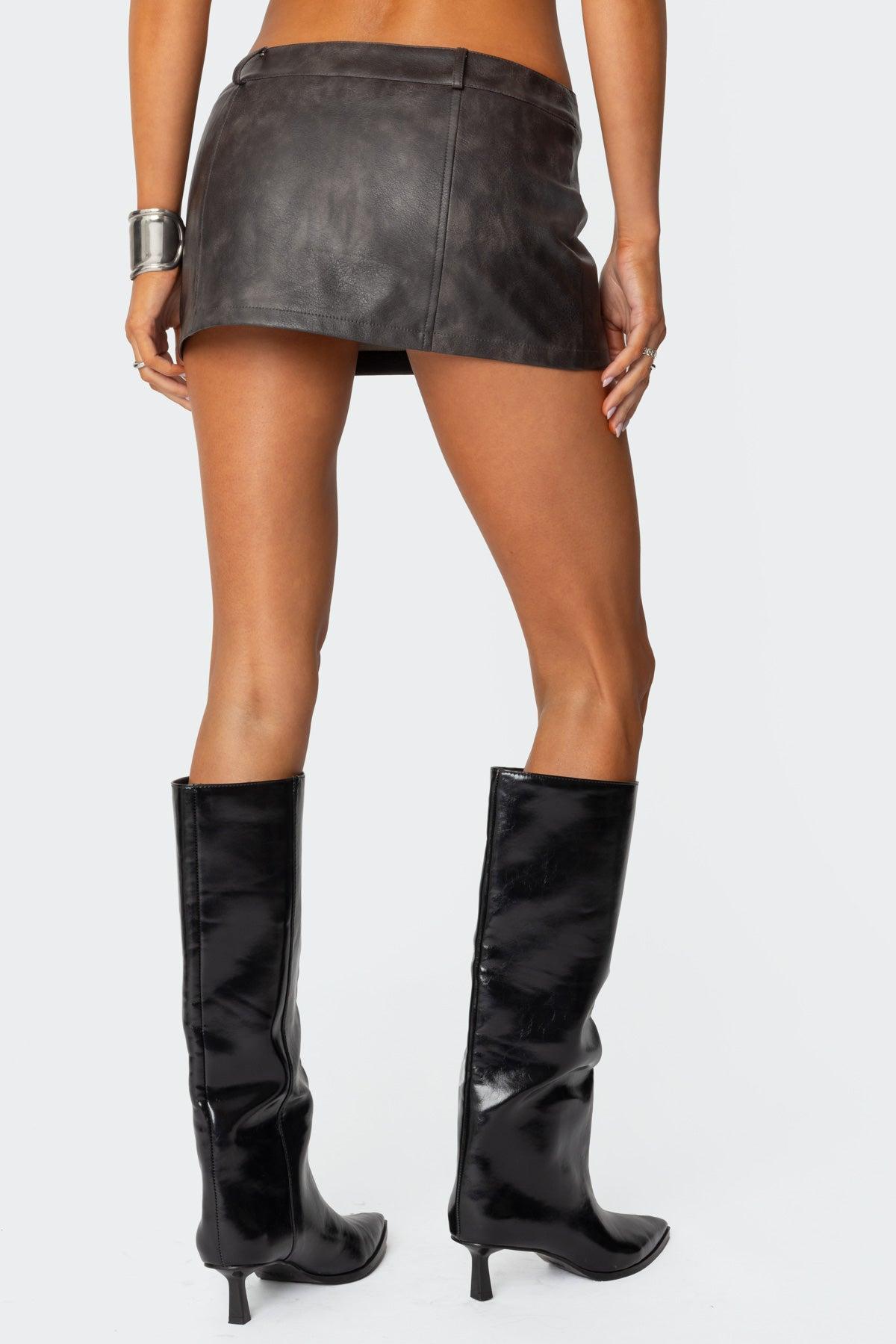 Sadaf Faux Leather Mini Skort Product Image