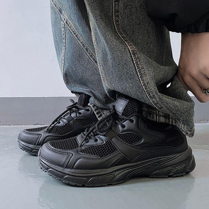 Contrast Trim Lace-Up Platform Sneakers Product Image