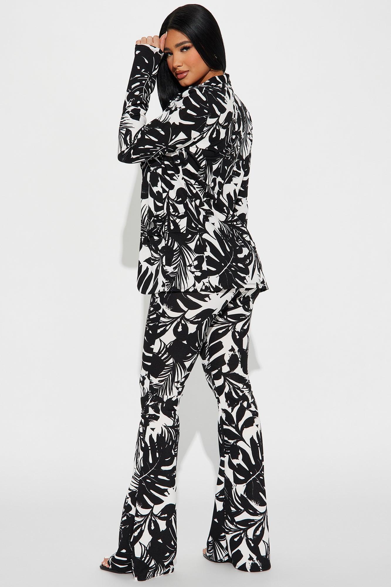 Tropical Vibe 3 Piece Pant Set - Black/White Product Image