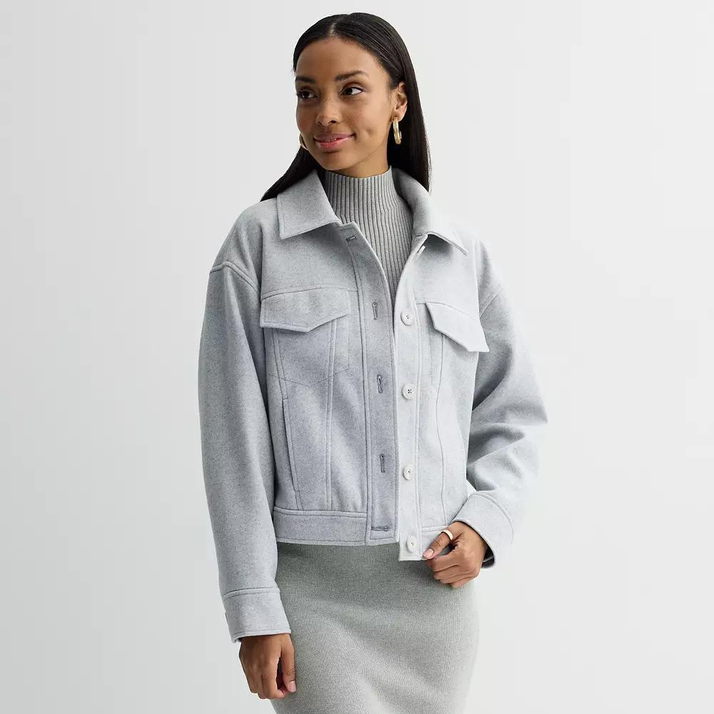 Women's Nine West Cozy Button-Front Jacket, Size: XL, Grey Grey Product Image
