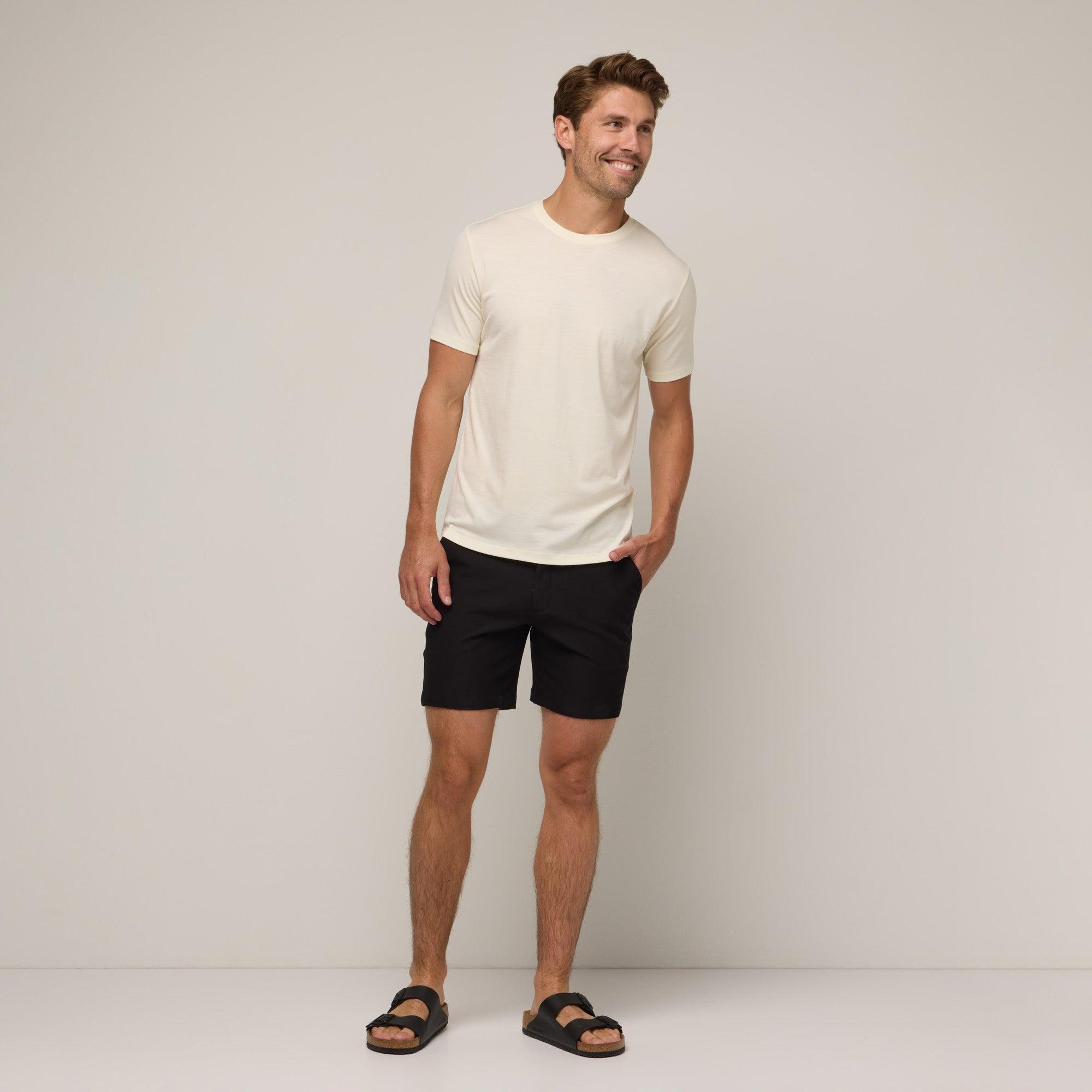 Merino Wool Stretch Canvas Shorts | Black Product Image