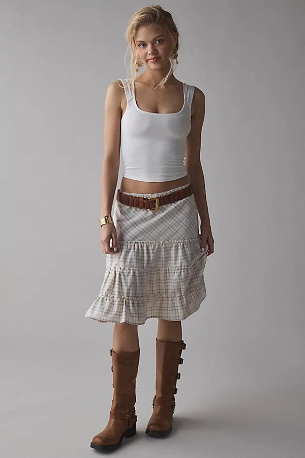 Urban Renewal Remnants Tiered Plaid Knee-Length Skirt Womens at Urban Outfitters Product Image