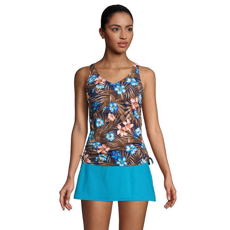 Womens Lands End Ruched-Sides V-Neck UPF 50 Tankini Swimsuit Top Product Image