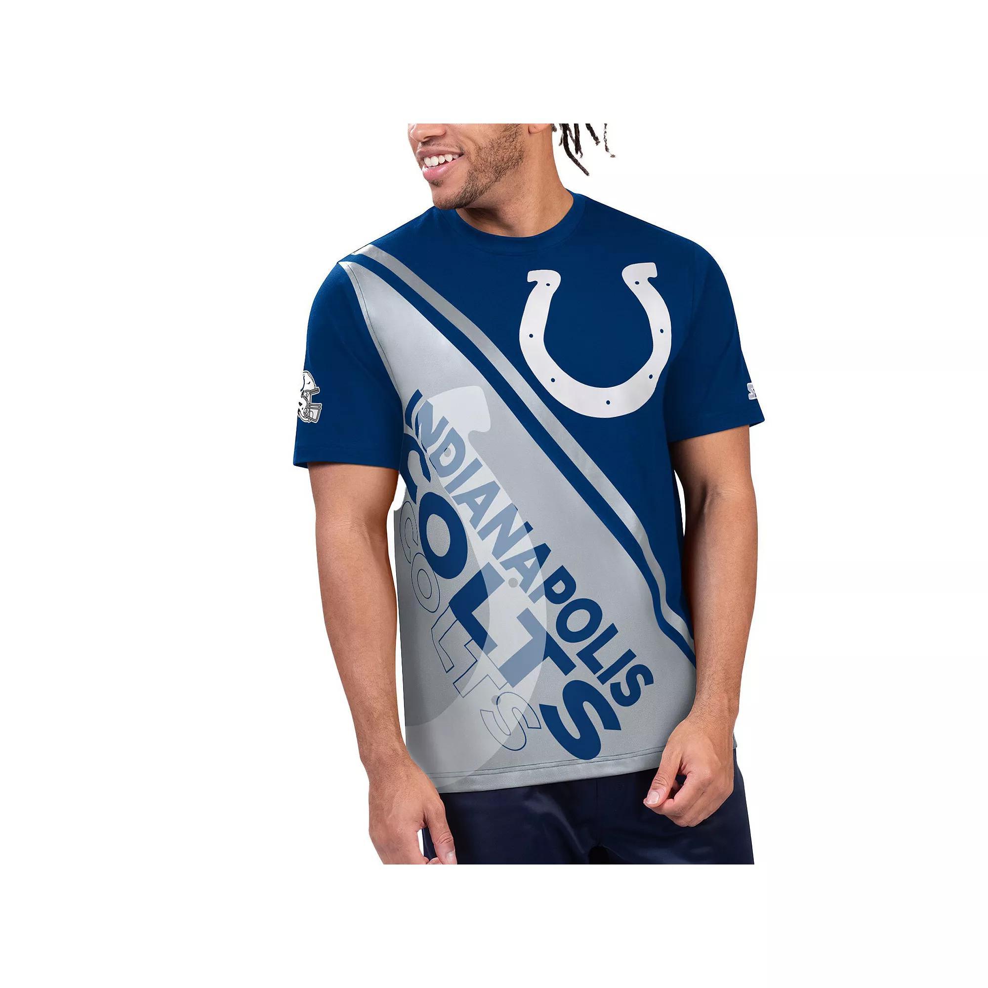 Men's Starter Royal/White Indianapolis Colts Finish Line Extreme Graphic T-Shirt, Size: Large, Blue Product Image
