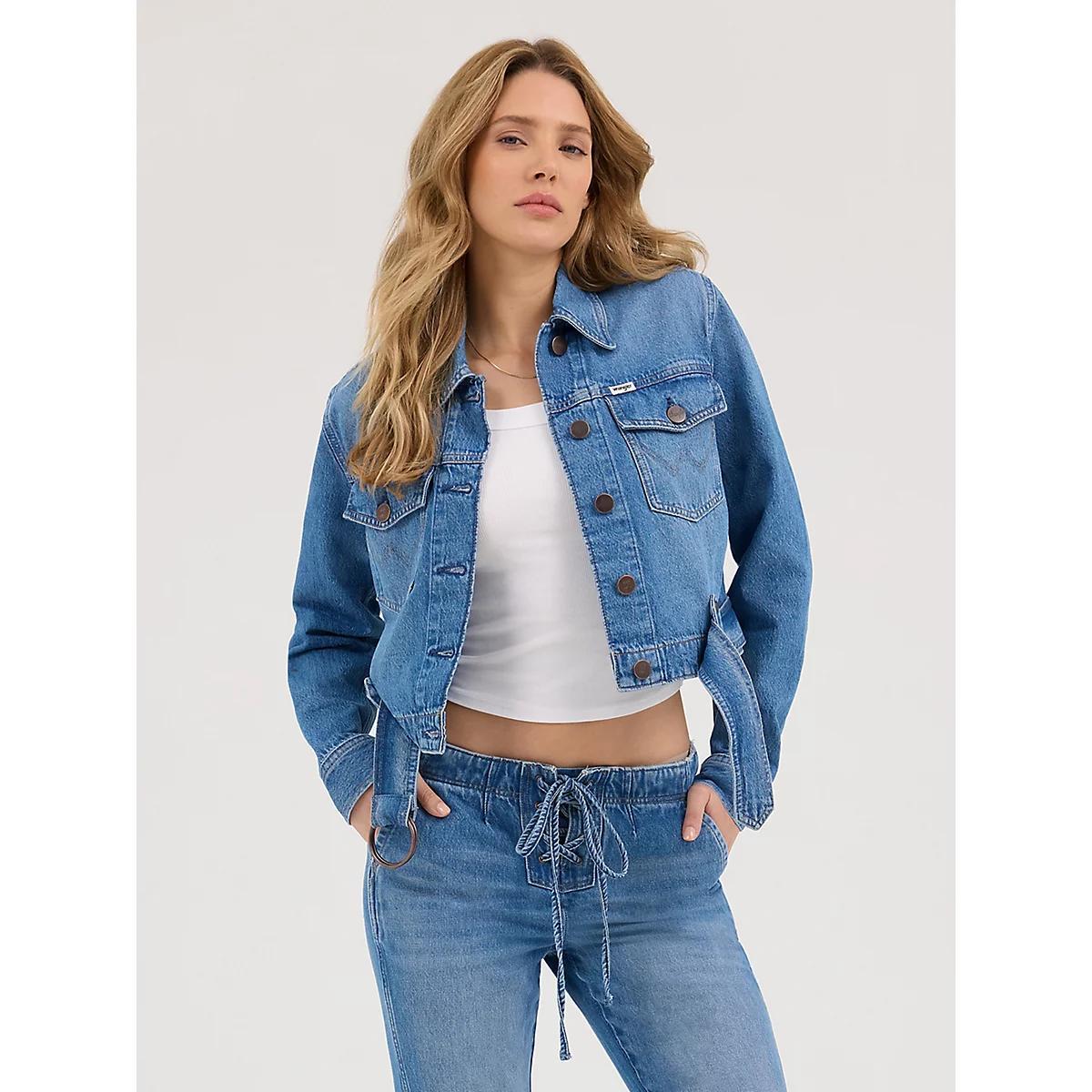 Women's Denim Moto Jacket in Blossoming Product Image