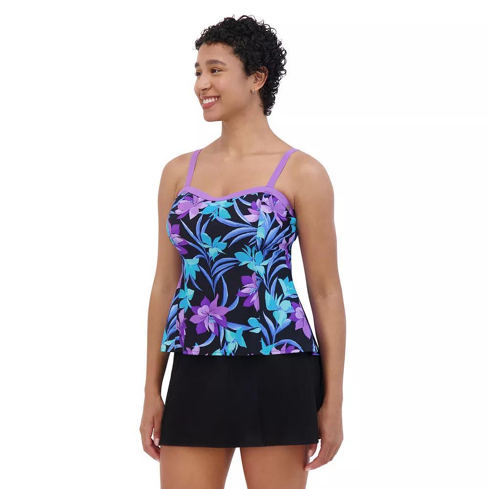 Womens ZeroXposur Zuzu Peplum Tankini Swim Top Purple Product Image