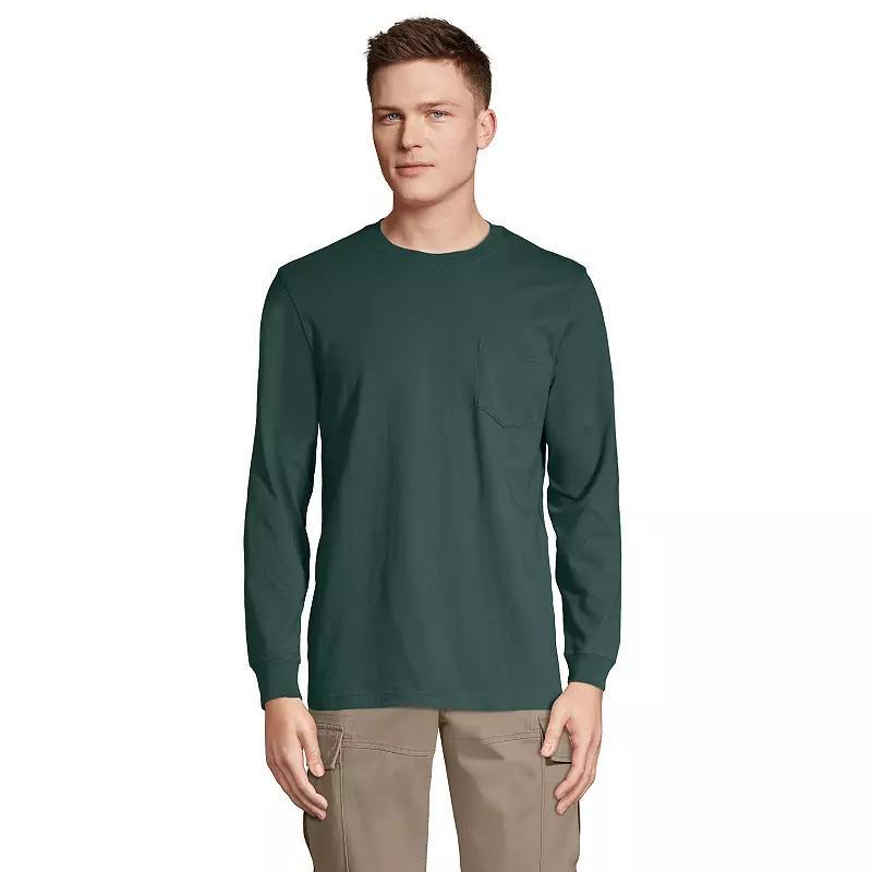 Big & Tall Lands End Long Sleeve Super Pocket Tee, Mens Product Image