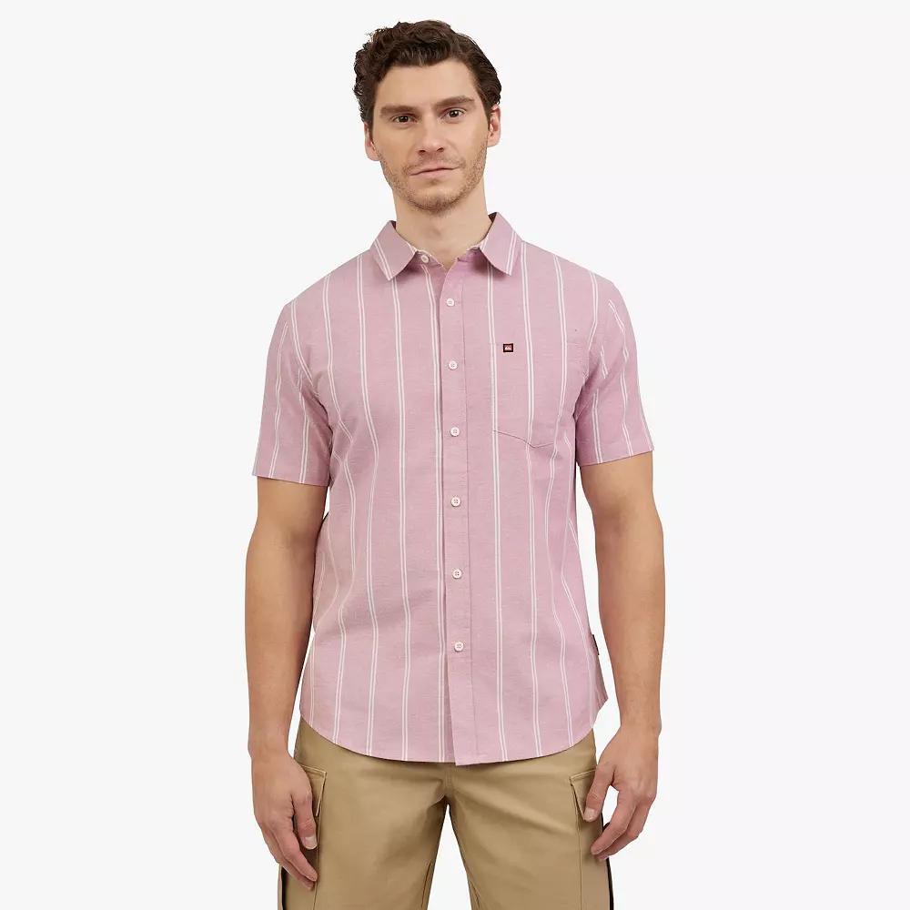 Men's Quiksilver Stripe Short Sleeve Button Down Shirt, Size: Large, Dusty Pink Product Image