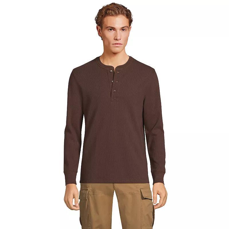 Mens Lands End Comfort-First Regular-Fit Thermal Waffle Henley Pewter Grey Product Image