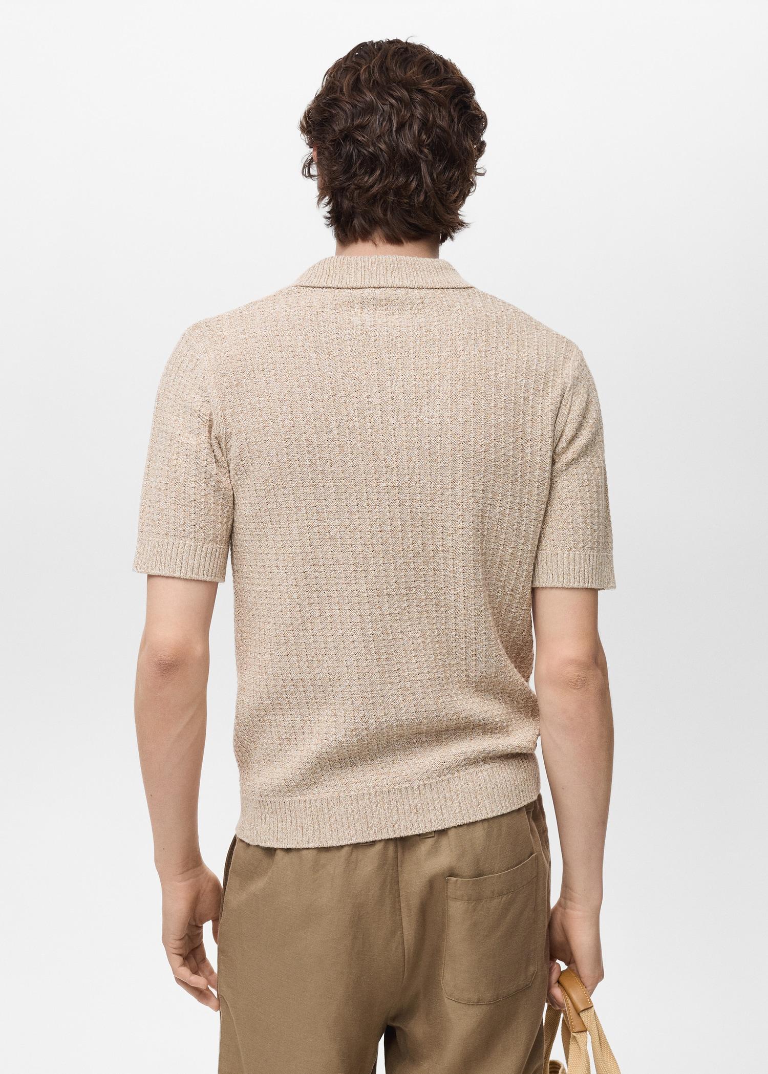 Structured knit cotton polo - Men | MANGO USA Product Image