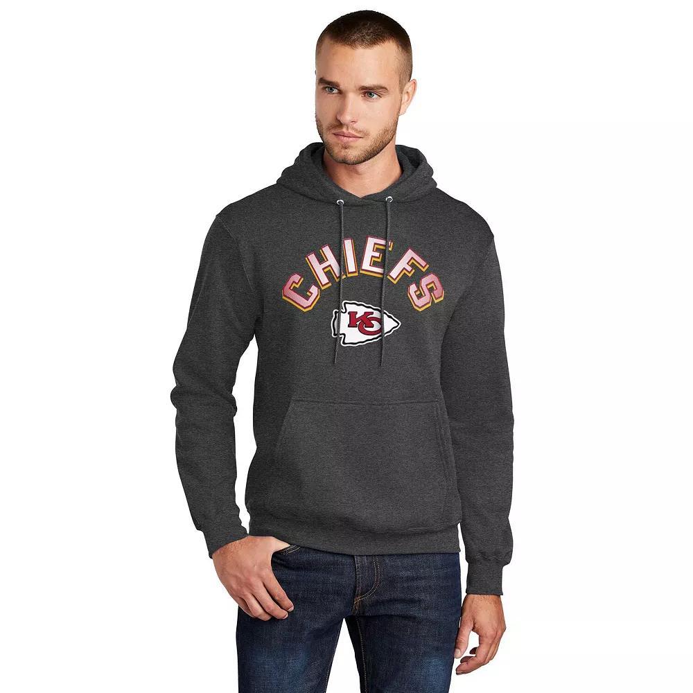 Men's Starter  Charcoal Kansas City Chiefs Arch Over Logo Pullover Hoodie, Size: XXL Product Image