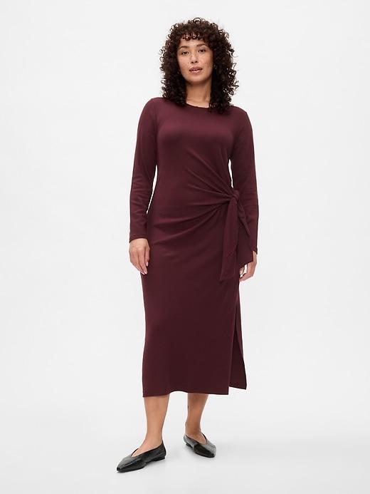 Modern Rib Tie-Knot Midi Dress Product Image