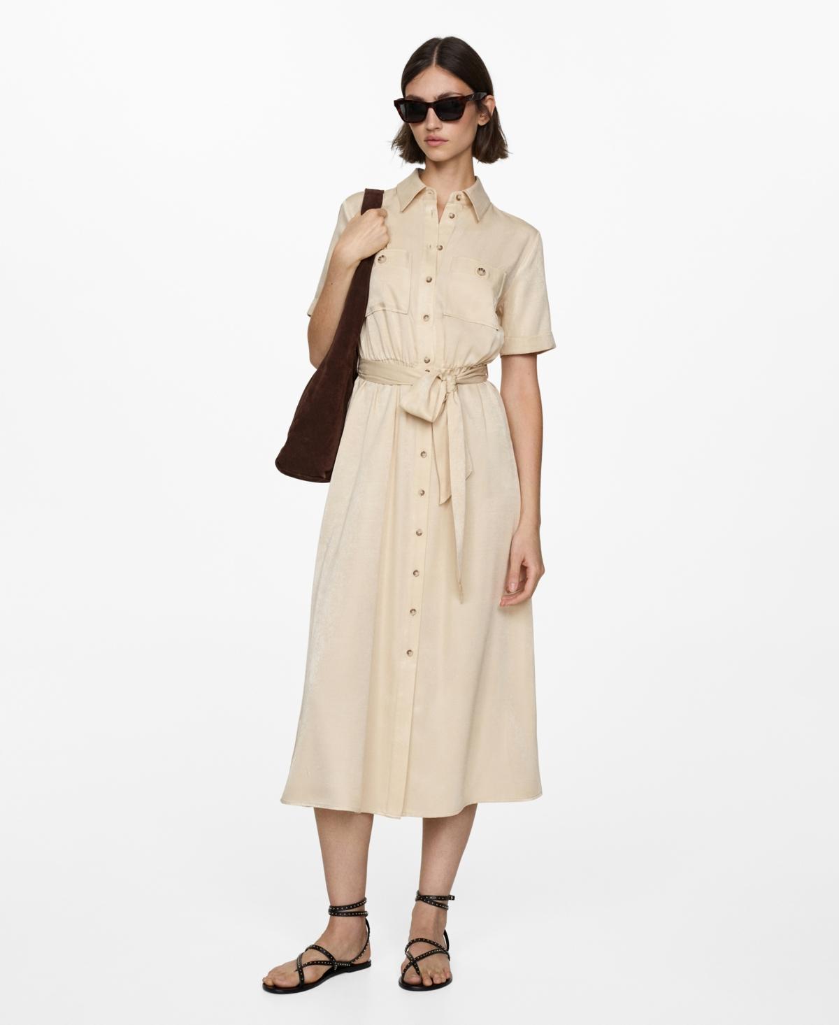 Mango Womens Satin Shirt Dress Product Image