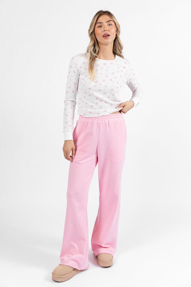 Lazy Floral Ivory and Pink Floral Print Waffle Layering Top FINAL SALE Product Image