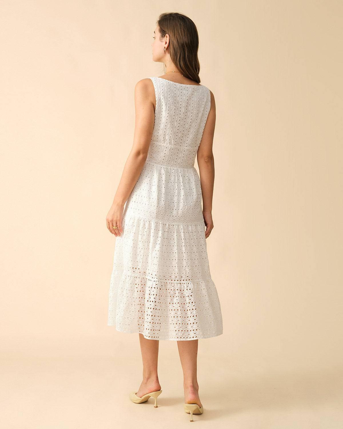 The Square Neck Tiered Hem Midi Dress Female Product Image