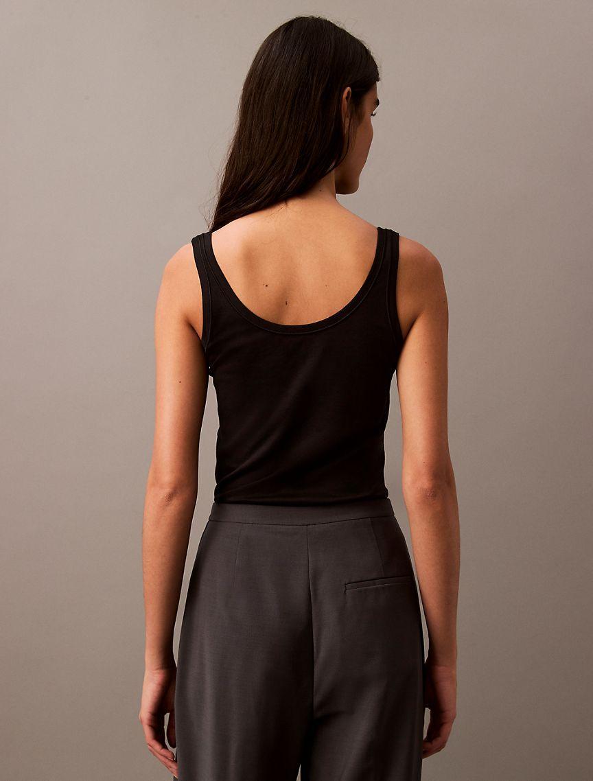 Calvin Klein Womens Soft Cotton Scoopneck Tank Top - Black - XS Product Image