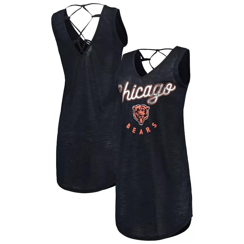 Women's G-III 4Her by Carl Banks Navy Chicago Bears Game Time Swim V-Neck Cover-Up Dress, Size: XS, Blue Product Image