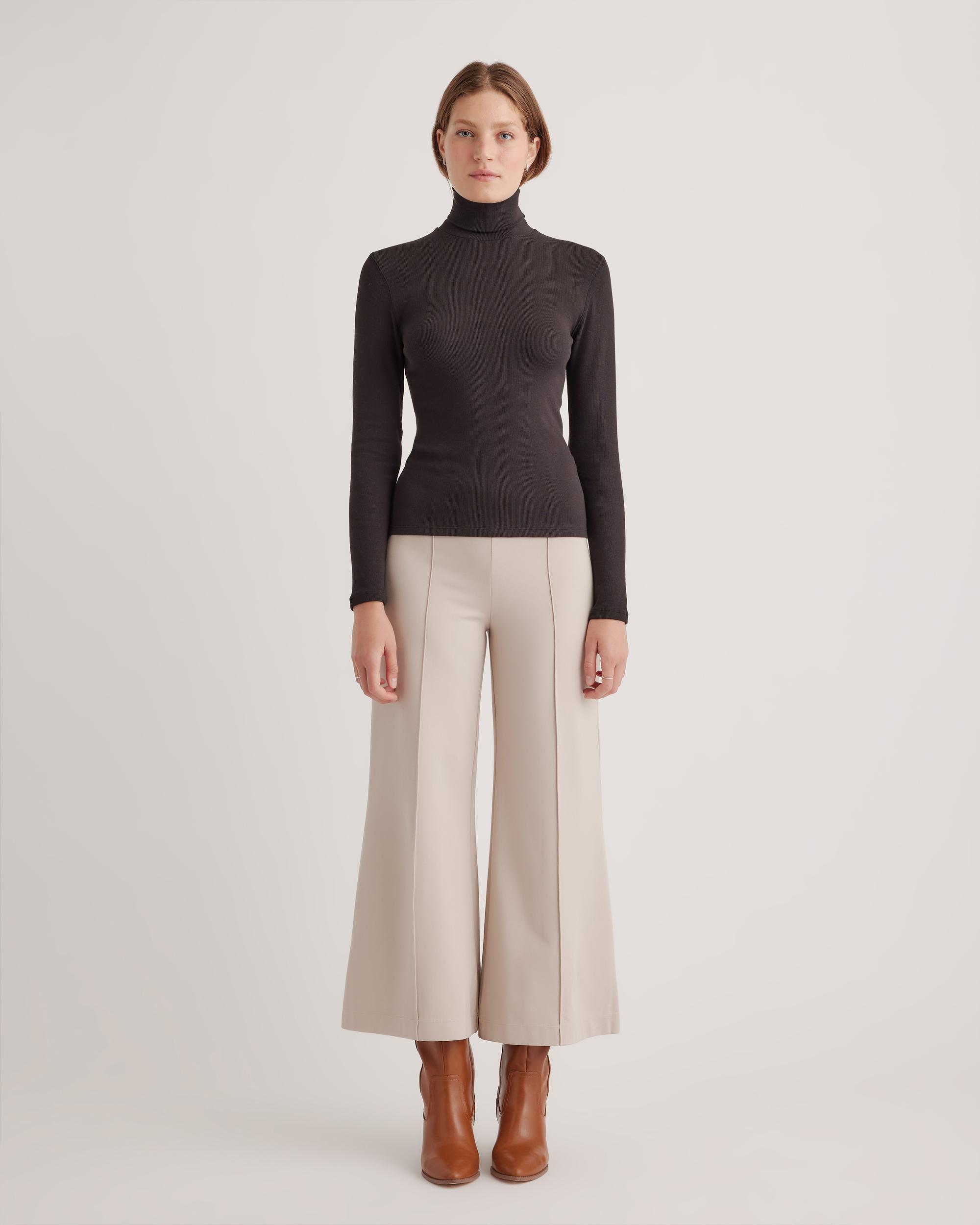 Quince | Women's Micro-Rib Turtleneck Sweater Size XS, Organic Cotton Product Image