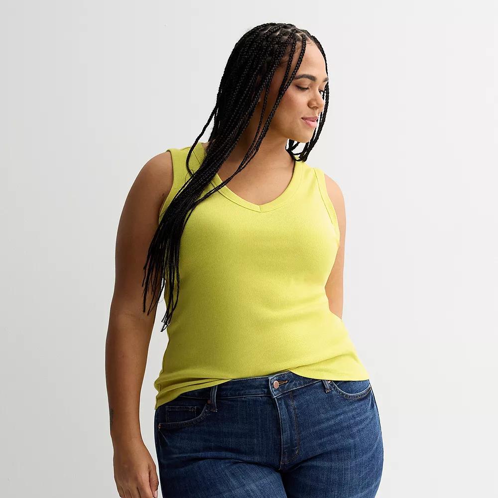 Plus Size Sonoma Goods For Life® Ribbed V-Neck Tank Top, Women's, Size: 4XL, Peri Phlox Product Image