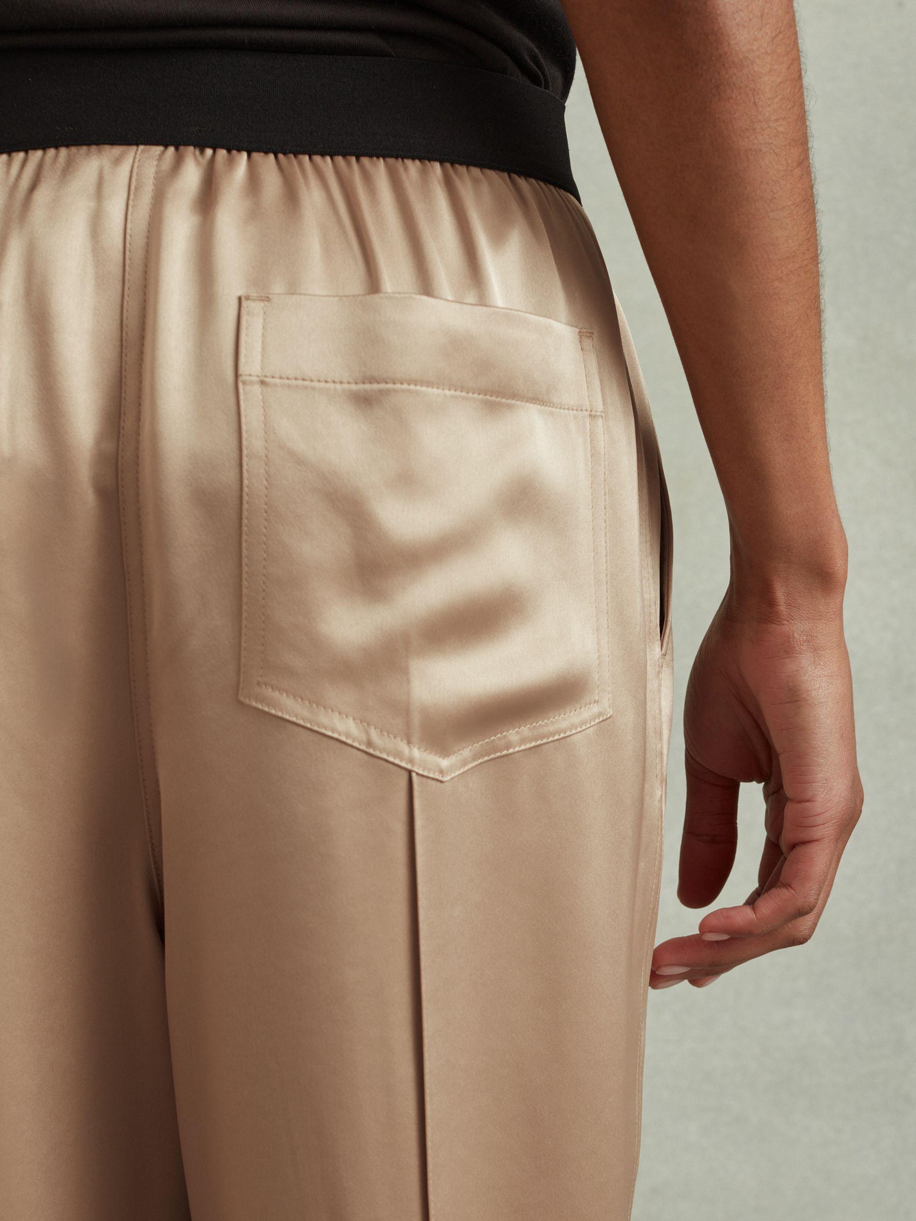 Elea Champagne Satin Elasticated Tapered Trousers Product Image
